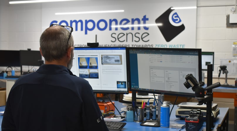 Component Sense warehouse team member inspecting a component.