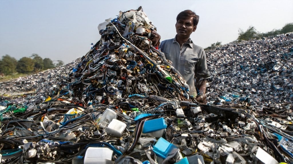 AI generated image of a pile of electronic waste.